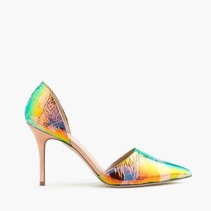 J. Crew Elsie Holographic/Iridescent Rainbow/Blue/Gold D'Orsay Stiletto Heels 7